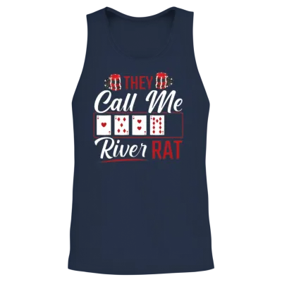 River Rat Funny Poker Player Texas Holdem Lucker Unisex Tank Top - Navy