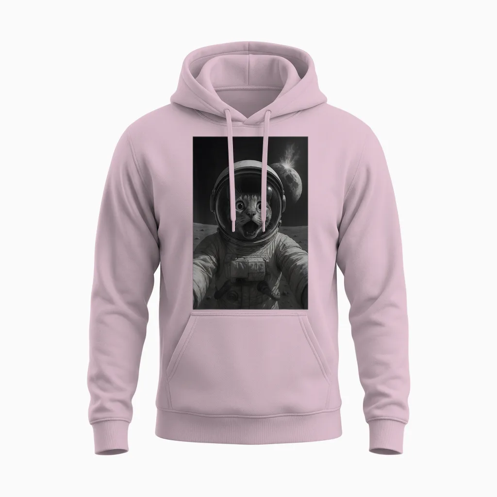 Katze Astronaut Auf Dem Mond Lustige Weltraum Katze Unisex Hoodie in Light Pink