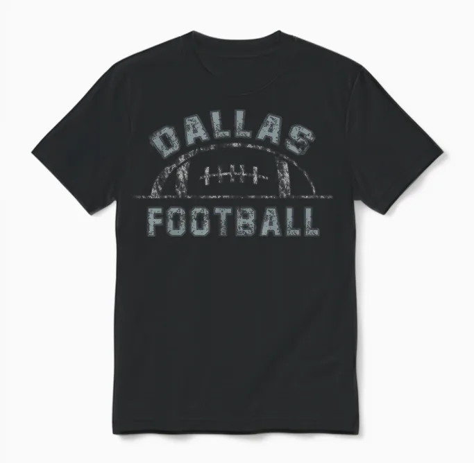 Dallas Football | End Zone Game Day Distressed Vintage Unisex T-Shirt in Black