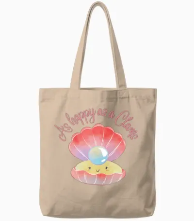 Funny Happy Clams Tote Bags - Natural