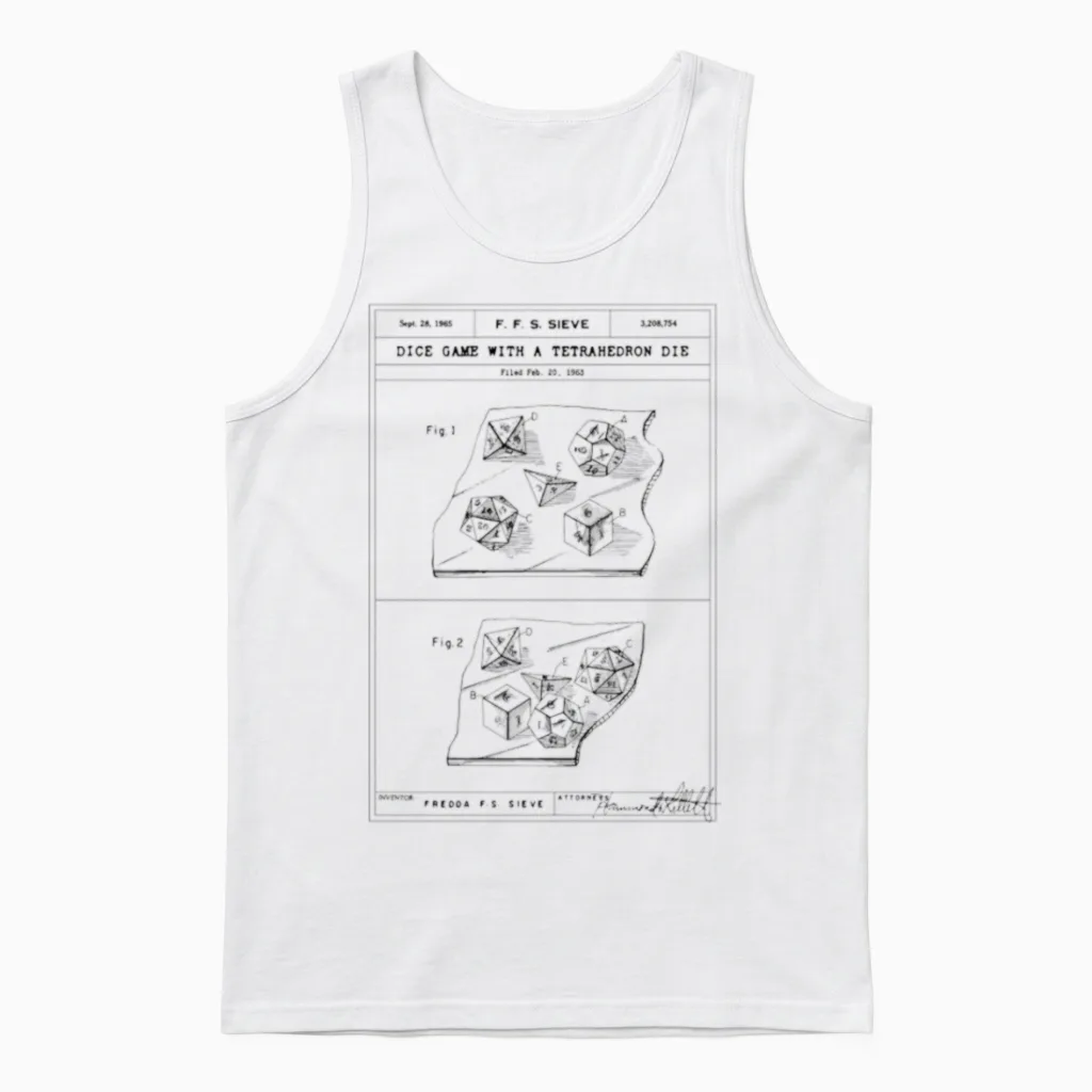 Dice Game Patent (dark Ink) Unisex Tank Top in White