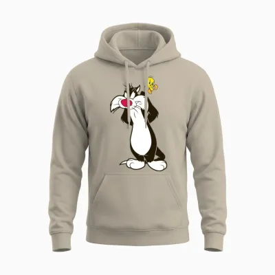Looney Tunes Sylvester and Tweety Pose Unisex Hoodie - Sand