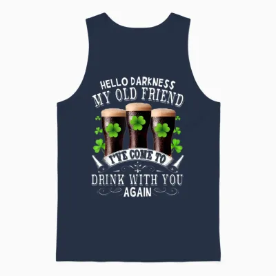Hello Darkness My Old Friend Happy St Patrick's Day Shamrock Unisex Tank Top - Navy