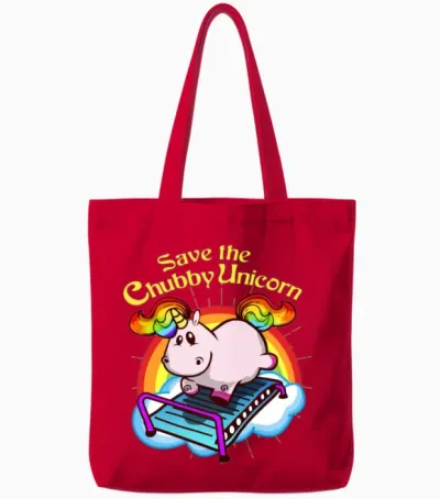 Unicorn Fitness Diet Fat Rainbow Yoga Gift Tote Bags - Red