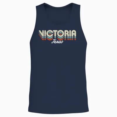 Retro Victoria Texas Unisex Tank Top - Navy