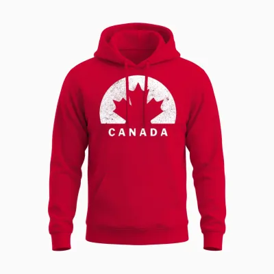 Canada Maple Leaf Emblem Used Look Unisex Hoodie - Red