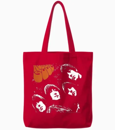 The Beatles - Rubber Sole T-Shirt, Black Tote Bags - Red