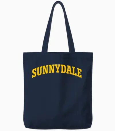Buffy the Vampire Slayer Sunnydale Collegiate Chest Logo T-Shirt, Blue, S Tote Bags - Navy