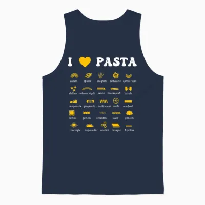 Pasta Varieties Spaghetti Noodles Italy Gift Pasta T-Shirt, Black, S Unisex Tank Top - Navy