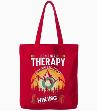 Mountain Hiking for Freedom? Tote Bags - Red