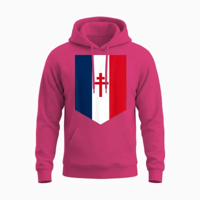 Drapeau Français Avec Croix De Lorraine T-Shirt, Black, S Unisex Hoodie - Heliconia