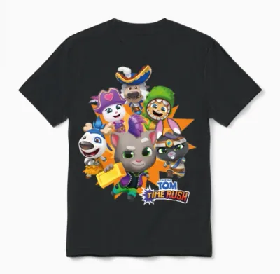 Talking Tom Time Rush Game Tom and His Friends Unisex T-Shirt - Black