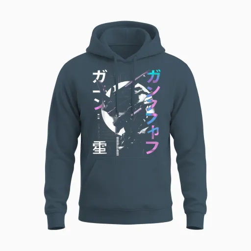 Futuristic Techwear Japanese Cyberpunk Harajuku Anime Manga T-Shirt, Black Unisex Hoodie in Dark Heather