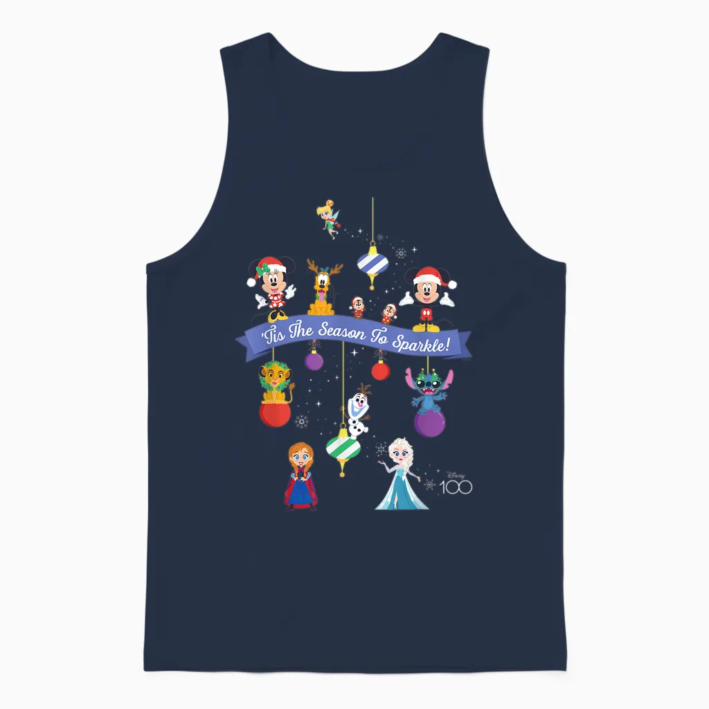 Disney 100 Christmas Holiday βtis the Season to Sparkle! Unisex Tank Top in Navy
