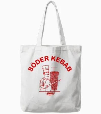 Söder Kebab T-Shirt - Bavarian Political Humour with Doner Cult T-Shirt, Black, S Tote Bags - White