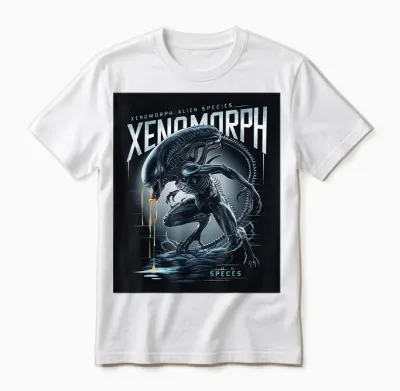 Movie Poster Alien 45th Anniversary Xenomorph 1979 in T-Shirt, Black, S Unisex T-Shirt - White