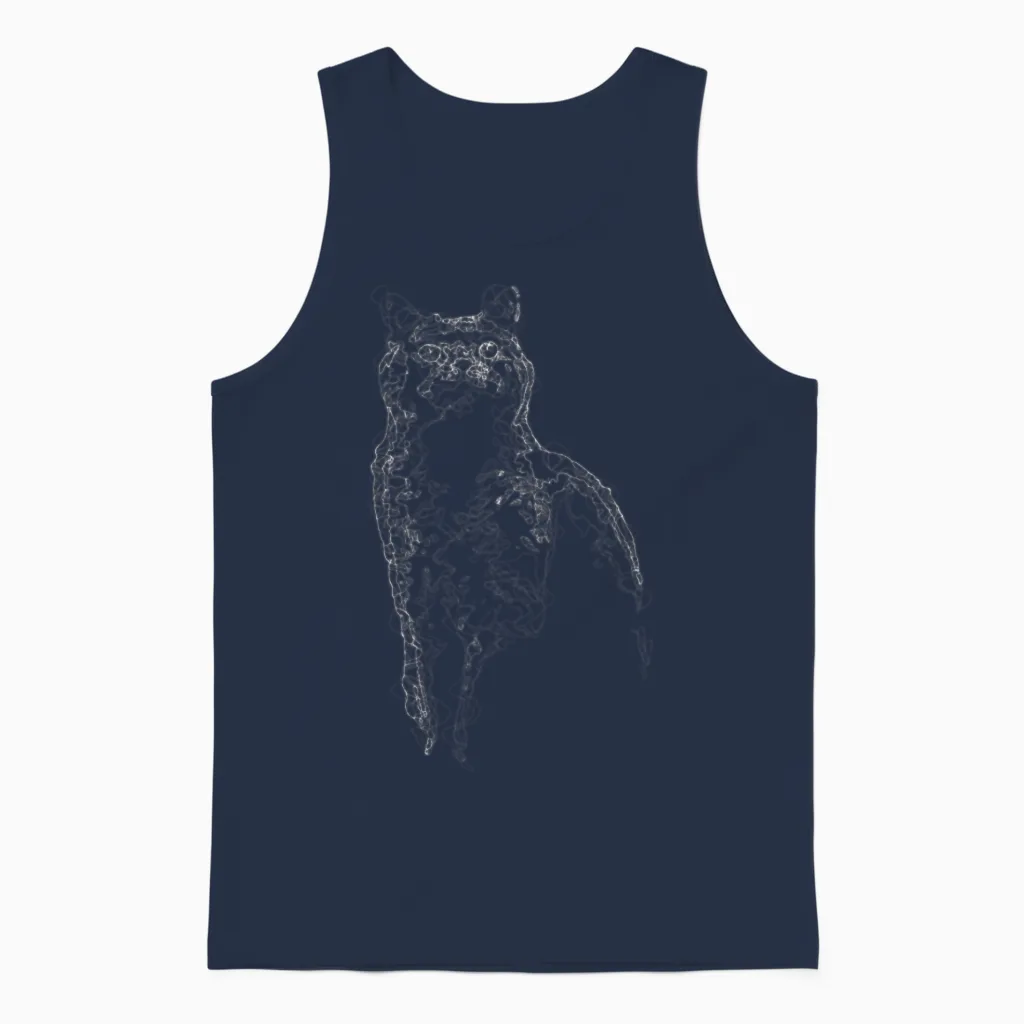 Cat Line Art Lovers Unisex Tank Top in Navy