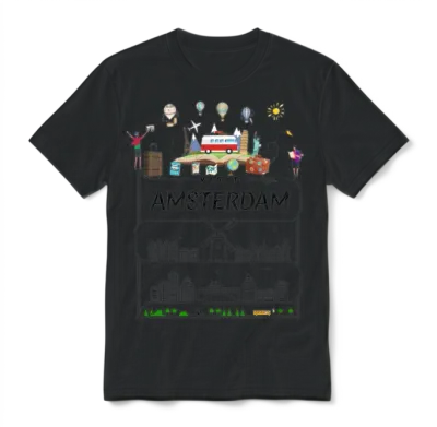 Unique Amsterdam Netherlands Travel Guide City Map Unisex T-Shirt - Black