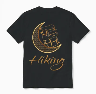 Hiking in Gold Moon Unisex T-Shirt - Black