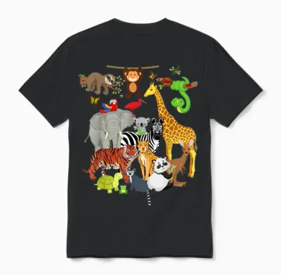 Zoo Animals Wildlife Birthday Party Zoo Day 26 Animals Unisex T-Shirt - Black