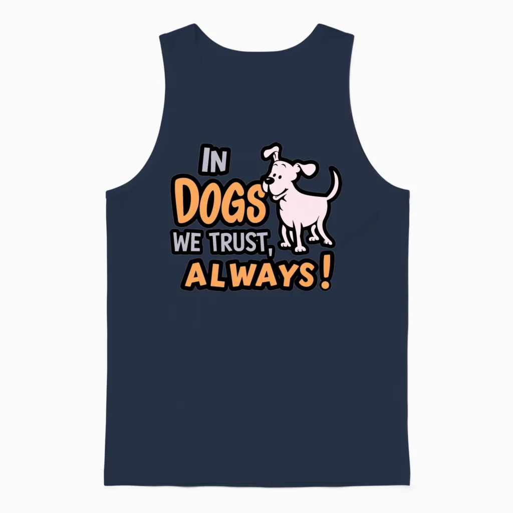 In Dogs We Trust Always for a Dog Owner Unisex Tank Top in Navy