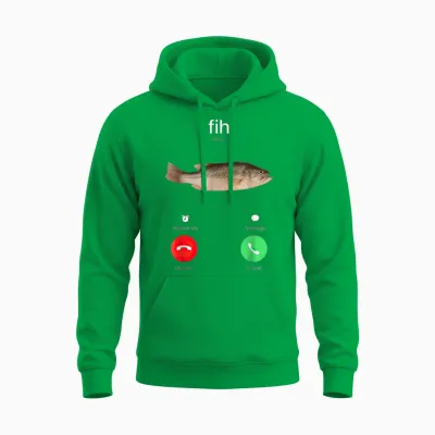 Fih Calling Remind Me Message Decline Accept Phone Call Fish Unisex Hoodie - Irish Green