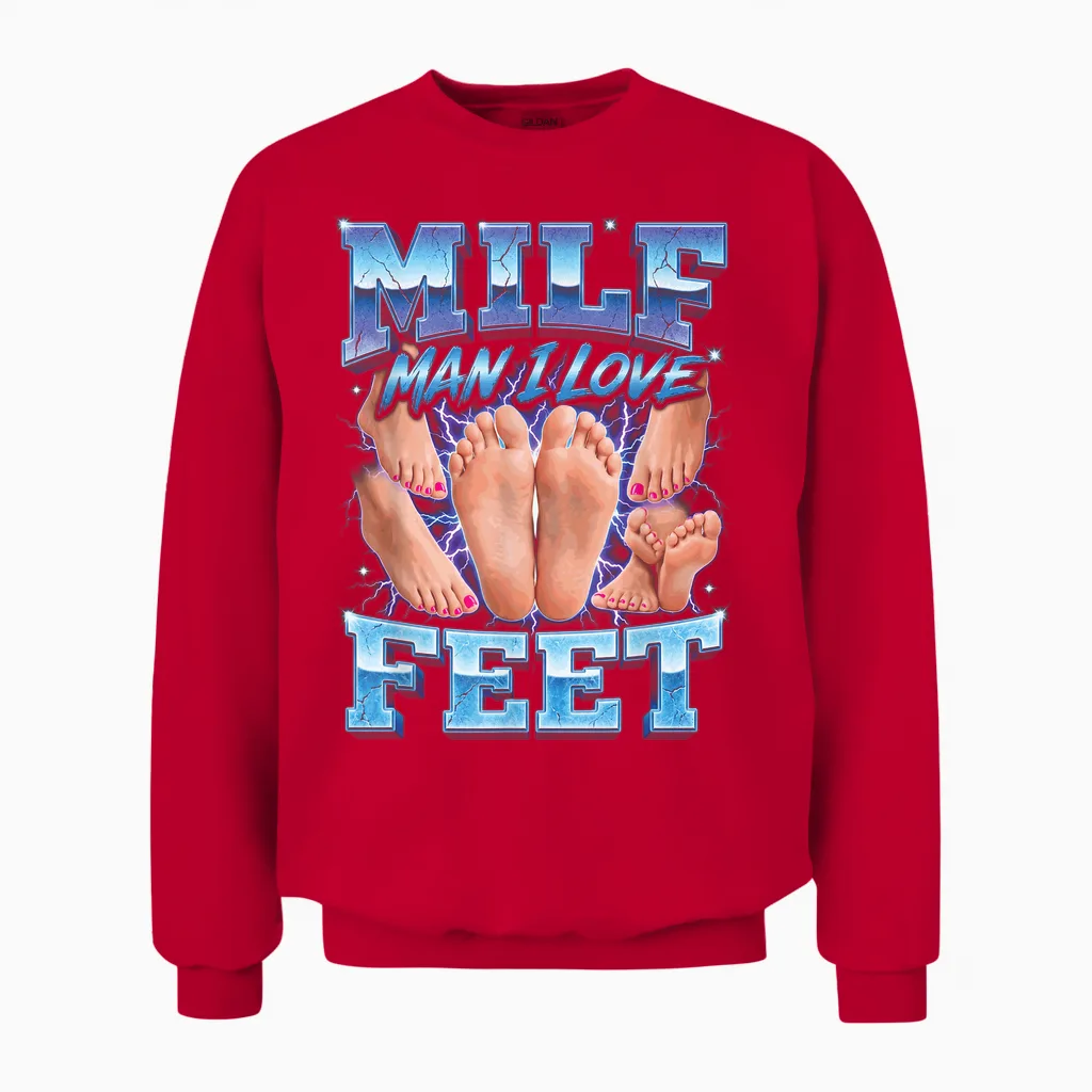 Mann Ich Liebe Füße Bootleg Lustig Milf Unisex Sweatshirt in Red