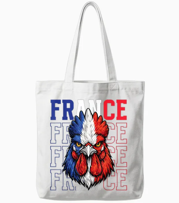 France Fan Coq Gaulois Français Tote Bags in White