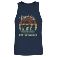 March 1974 - Vintage Birthday Present Unisex Tank Top - Navy – 2