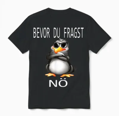 Funny Design with Cute Penguin T-Shirt, Black Unisex T-Shirt - Black