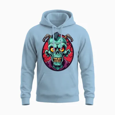 Funny Zombie Unisex Hoodie - Light Blue