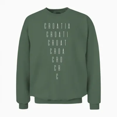 Croatia Inverted Triangle Word Croatian Unisex Sweatshirt - Military Green