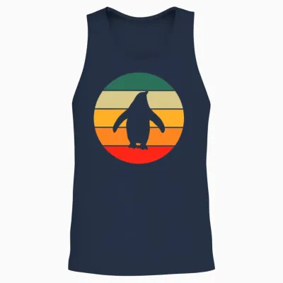 Retro Penguin Unisex Tank Top - Navy