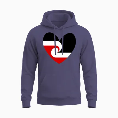 Tino Rangatiratanga Maori Flag Heart Unisex Hoodie - Heather Sport Dark Navy
