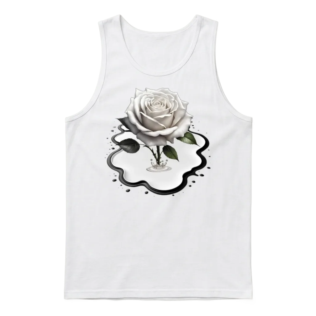 Art Paint Puddle Rose Gd Unisex Tank Top - White