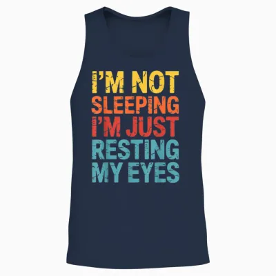 Drôle Blague Maman Papa Ne Dort Pas Je Repose Mes Yeux Unisex Tank Top - Navy