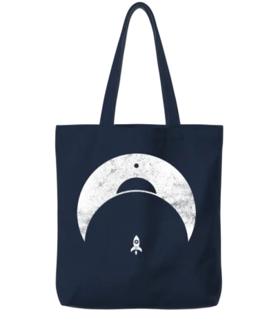 Retro Rocket Tote Bags - Navy