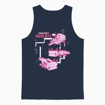 Minecraft Pink Axolotl Pond Unisex Tank Top - Navy
