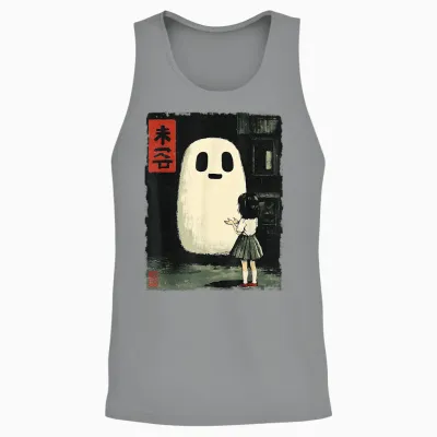 Japanisches Friendly Ghost Gruseliges Anime-T-Shirt Mit Halloween-Grafik Unisex Tank Top - Sport Grey