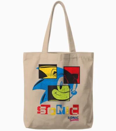 Sonic the Hedgehog - Sonic Misalign Tote Bags - Natural
