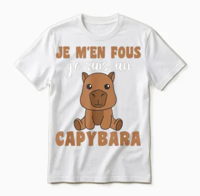 Je M'en Fous Je Suis Un Capybara - Sweet Capybara T-Shirt, Black, S Unisex T-Shirt - White