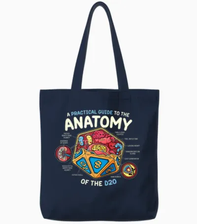 Anatomy of the D20 Polyedrische 20-Seitige Würfel Lustiges Rpg Tote Bags - Navy