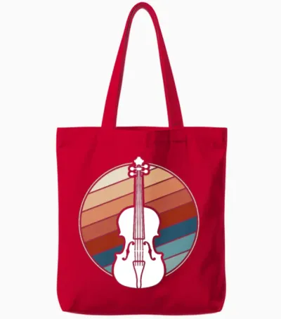 Violin in Retro Style Tote Bags - Red