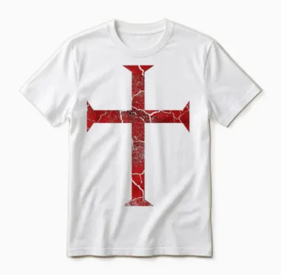 Distressed Deus Vult Knights Templar Cross Crusader Unisex T-Shirt - White