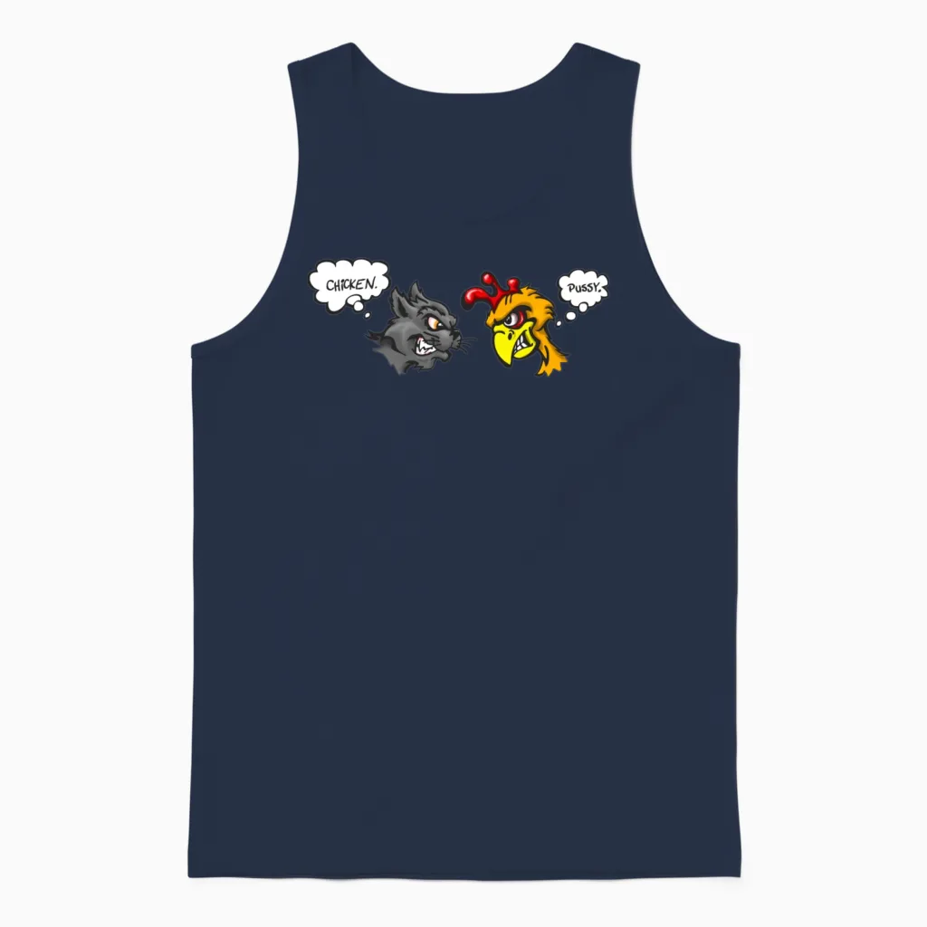 The Chicken and the Pussy Bird Lovers Unisex Tank Top in Navy