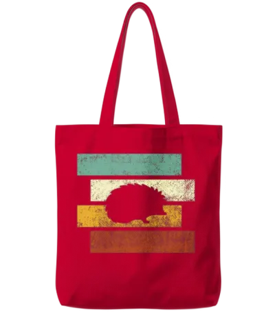 Hedgehog Retro Tote Bags - Red