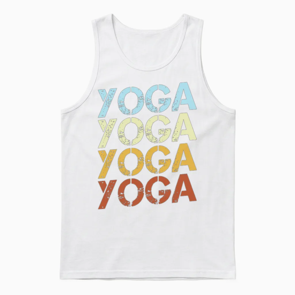 Retro Yoga Typography Unisex Tank Top - White
