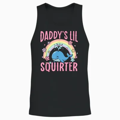 Daddy's Lil Squirter Süßer Wal, Regenbogen-Kirschblüte Unisex Tank Top - Black