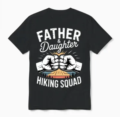 Father Daughter Hiking Squad Hiking Unisex T-Shirt - Black