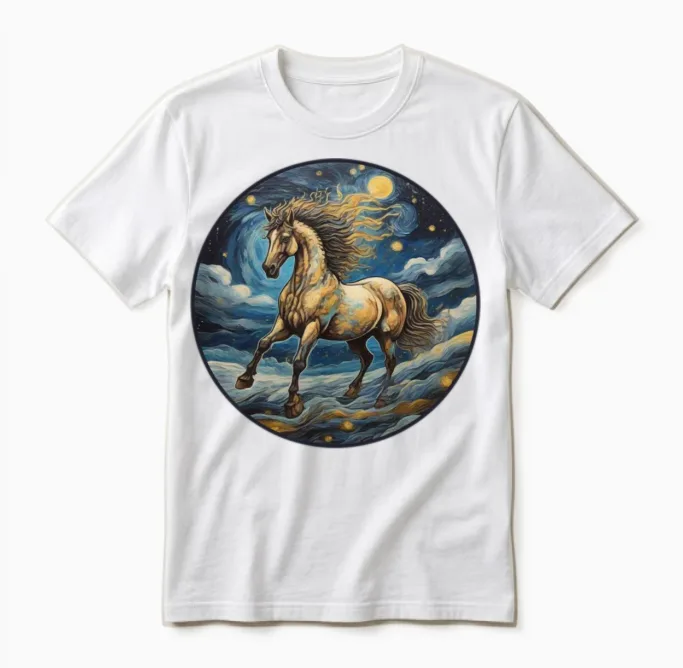 Running Horse Lovers Unisex T-Shirt in White